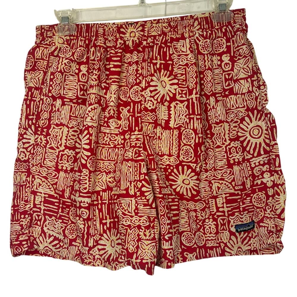 Vintage Patagonia Baggies Swim Trunks Mens Large Red Aztec Tribal 90s Beach